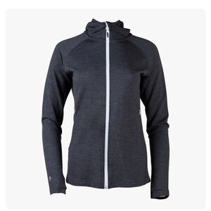 Ridge Merino Women's Hyde Merino Wool Hoodie Full Zip, size small. Heather gray.